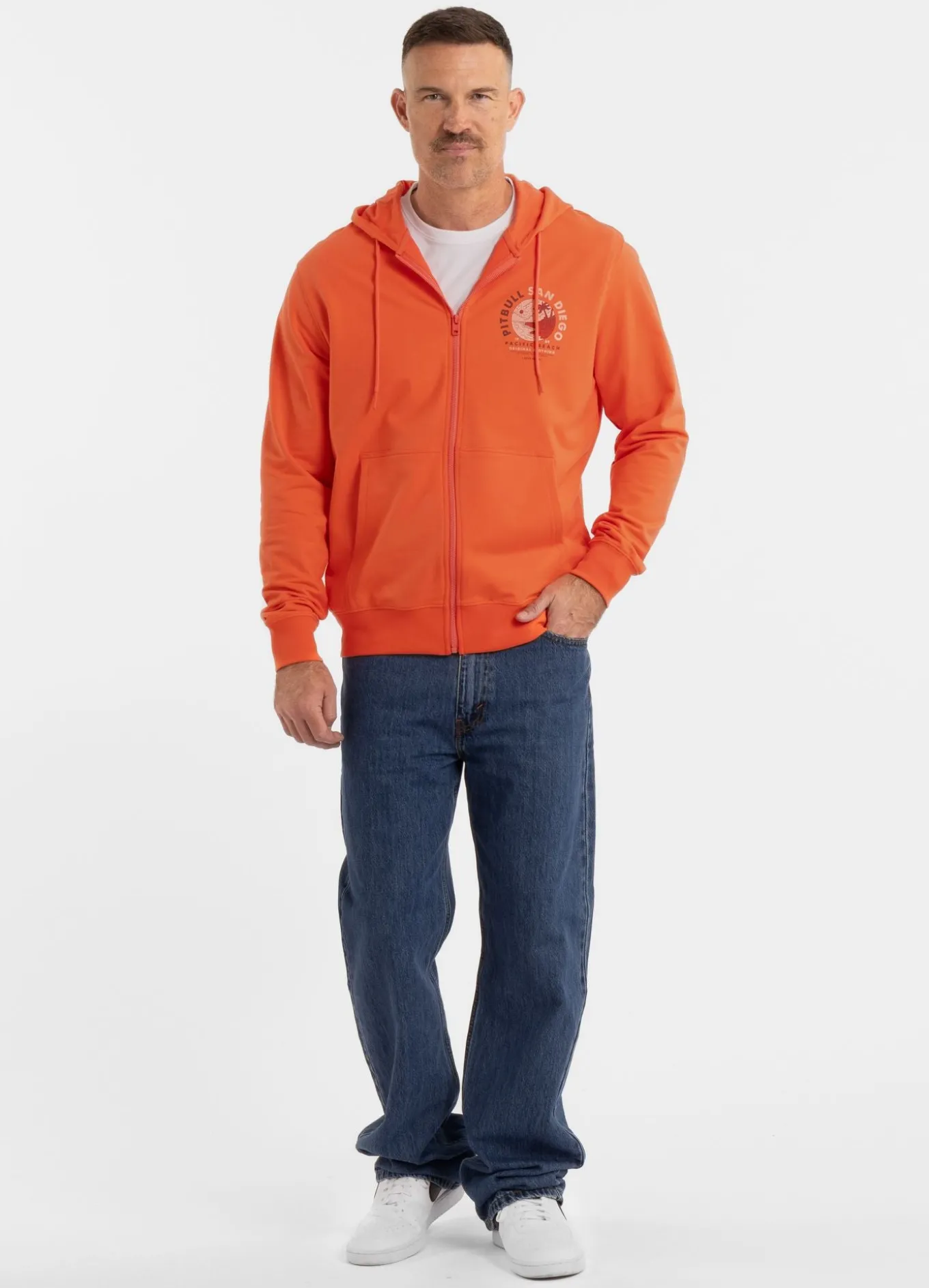 Men's Zip-up hoodie PLANET SURF - Salmon