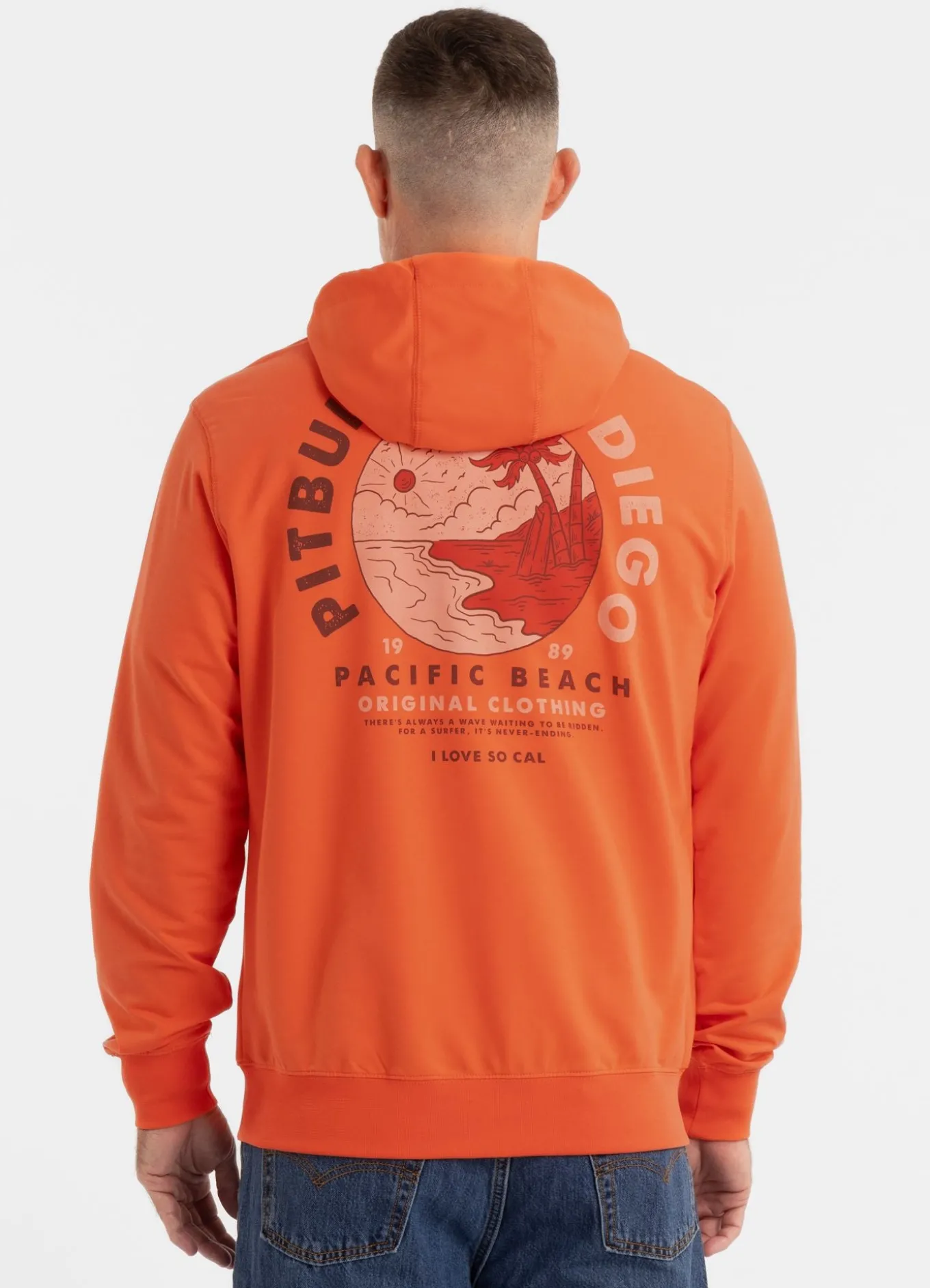 Men's Zip-up hoodie PLANET SURF - Salmon