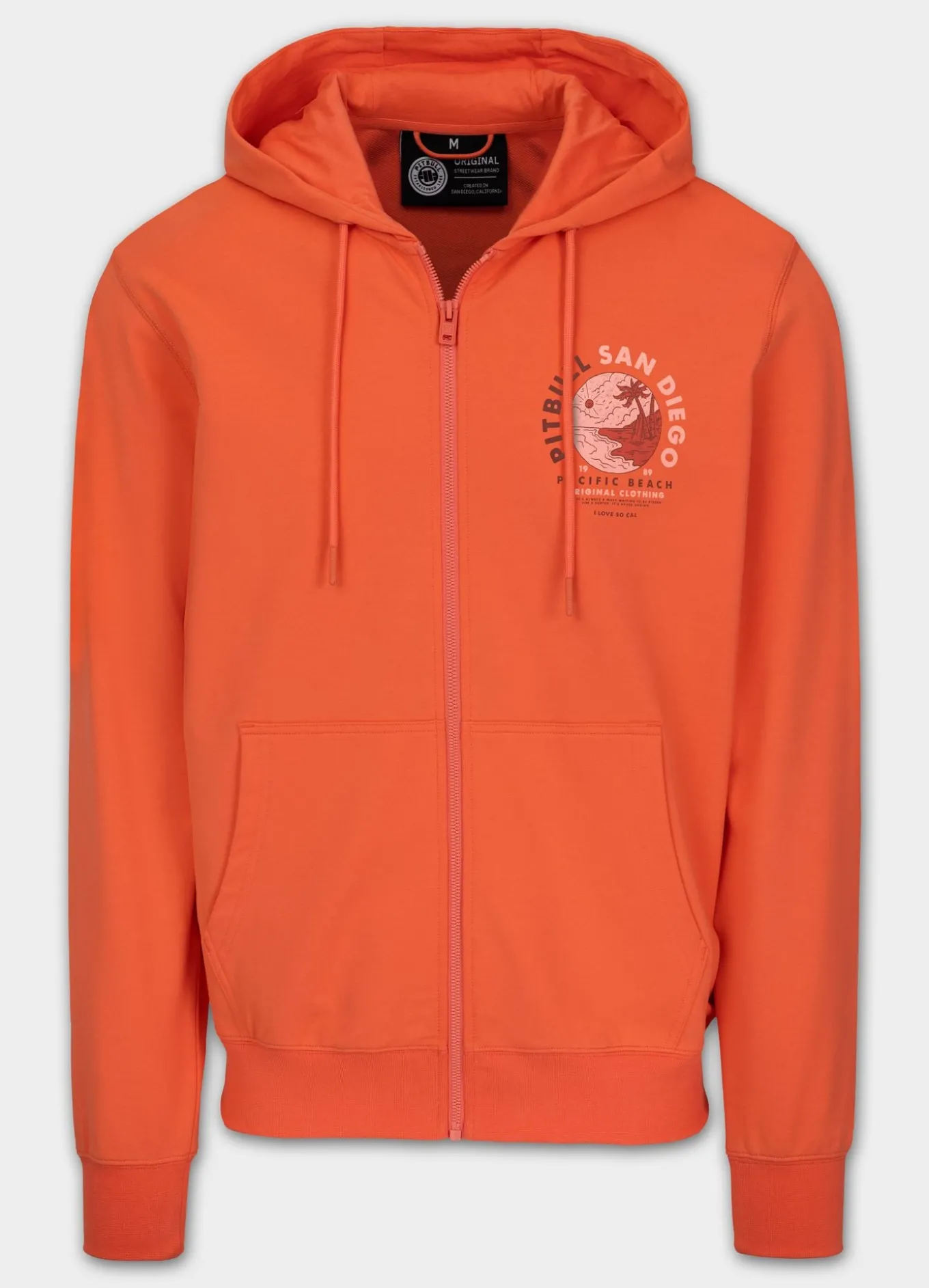 Men's Zip-up hoodie PLANET SURF - Salmon