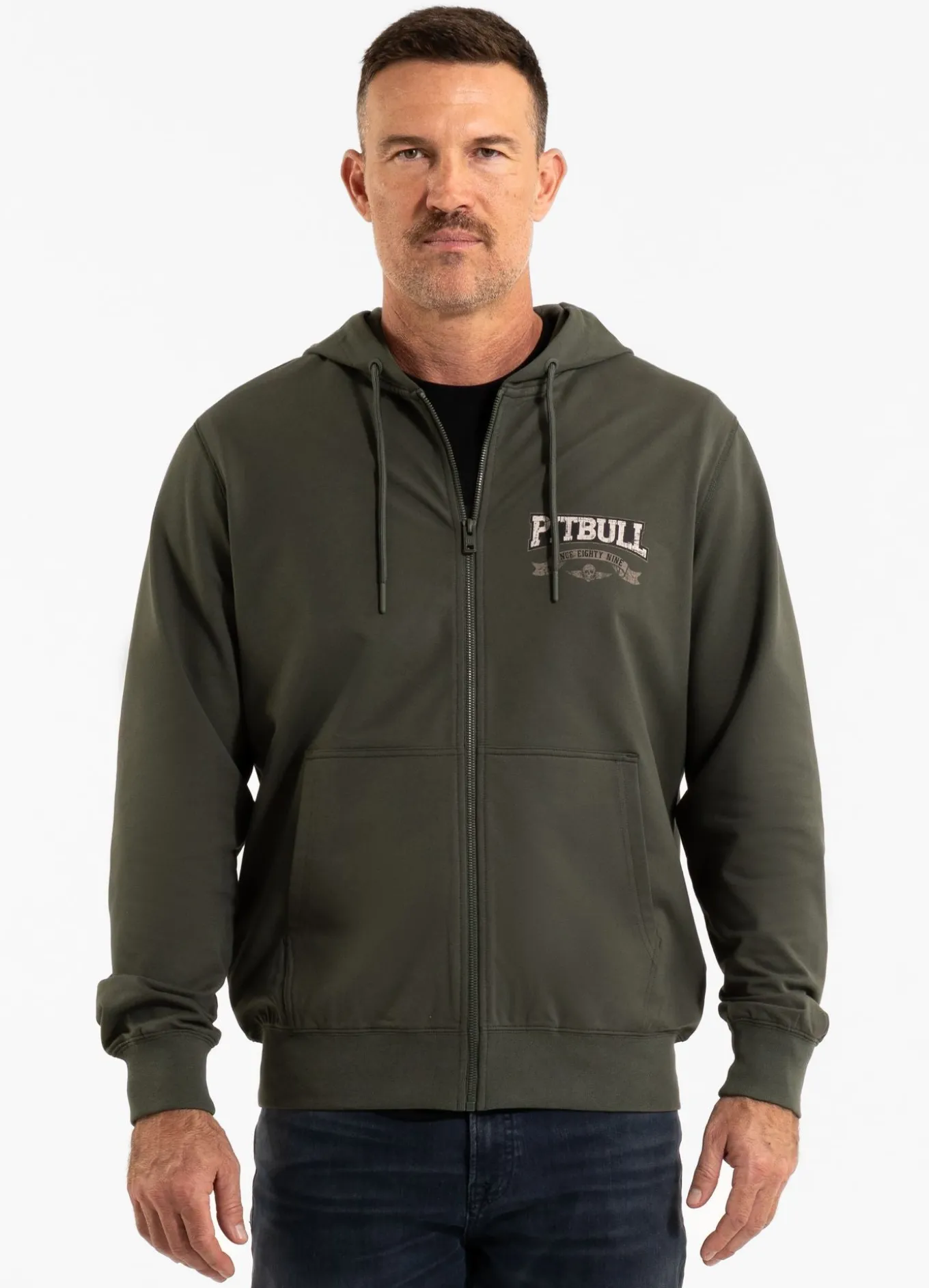 Men's Zip-up hoodie TROUBLEMAKER - Dark green