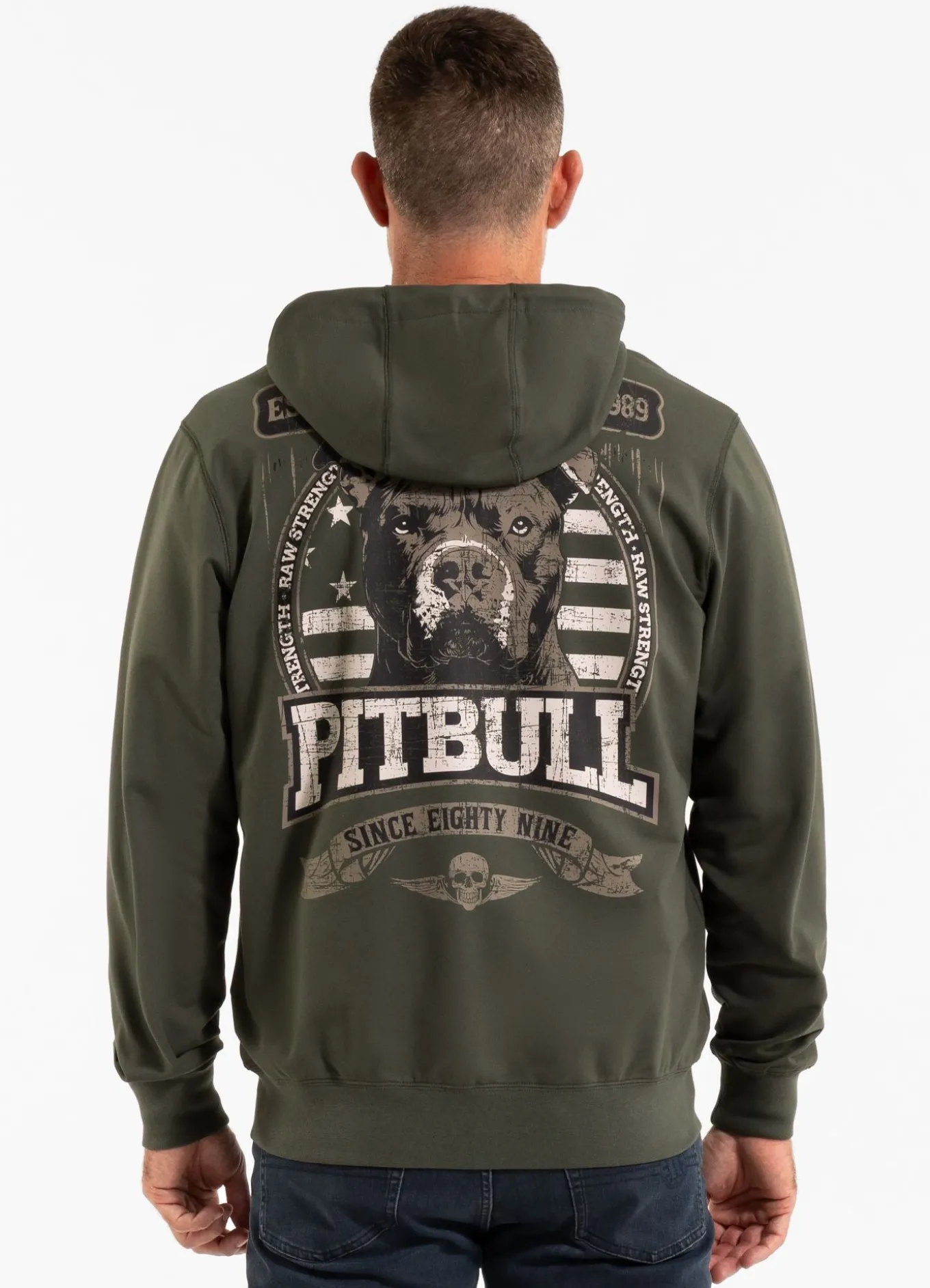 Men's Zip-up hoodie TROUBLEMAKER - Dark green
