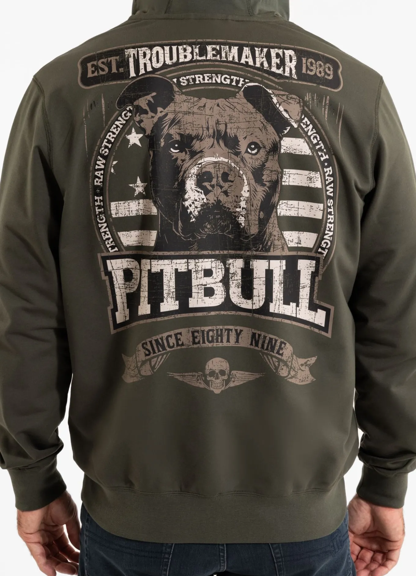 Men's Zip-up hoodie TROUBLEMAKER - Dark green