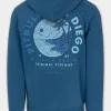 Men's Zip-up hoodie Washed PLANET SURF - Blue