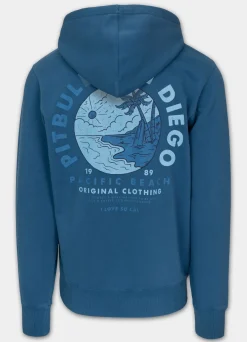 Men's Zip-up hoodie Washed PLANET SURF - Blue