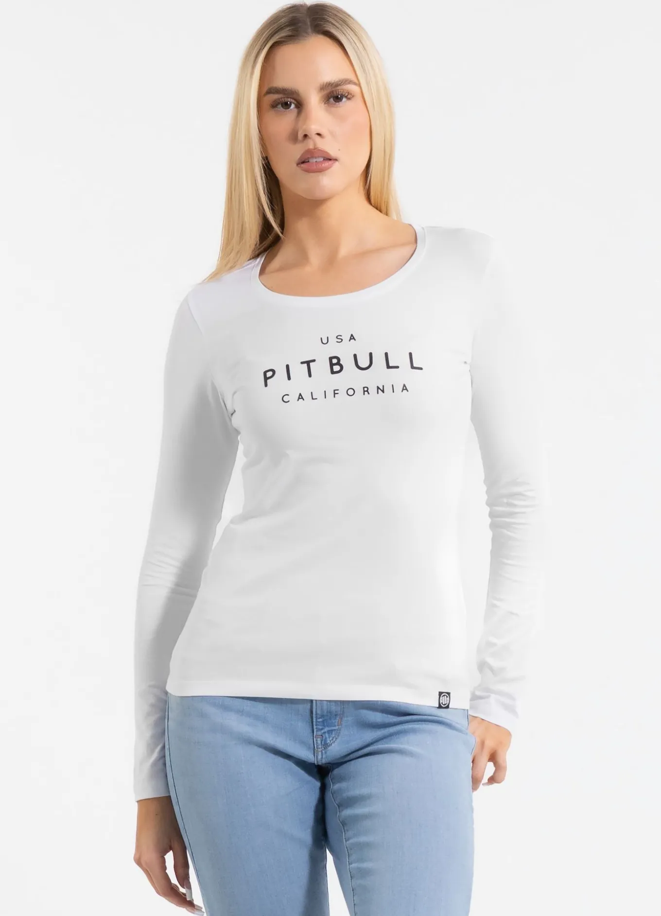 Women's longsleeve Slim Fit USA CAL - White