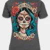 Women's T-Shirt Denim Washed SANTA MUERTE 25 - Graphite