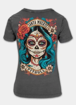 Women's T-Shirt Denim Washed SANTA MUERTE 25 - Graphite