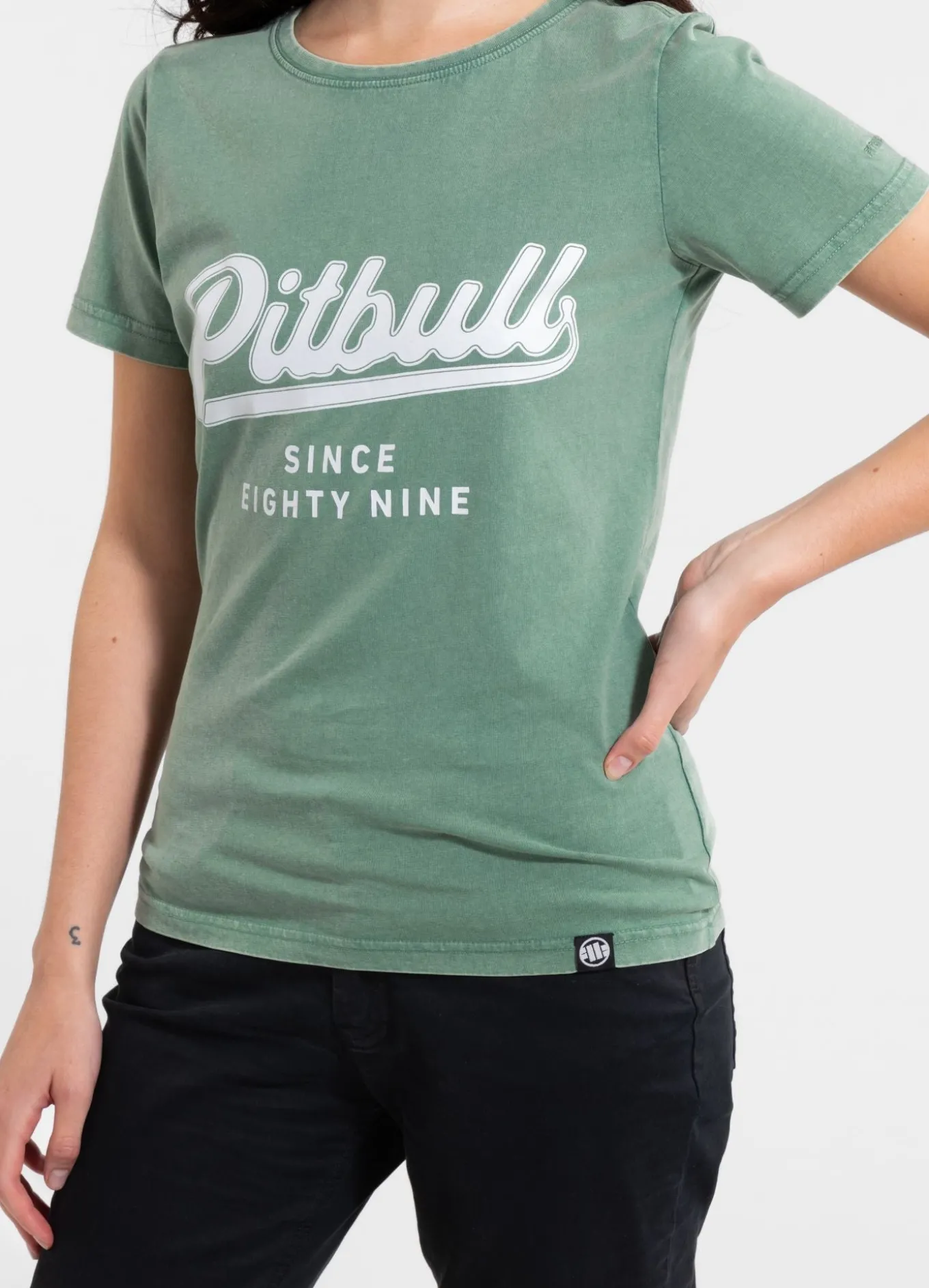 Women's T-Shirt Denim Washed ANGEL LOGO - Green