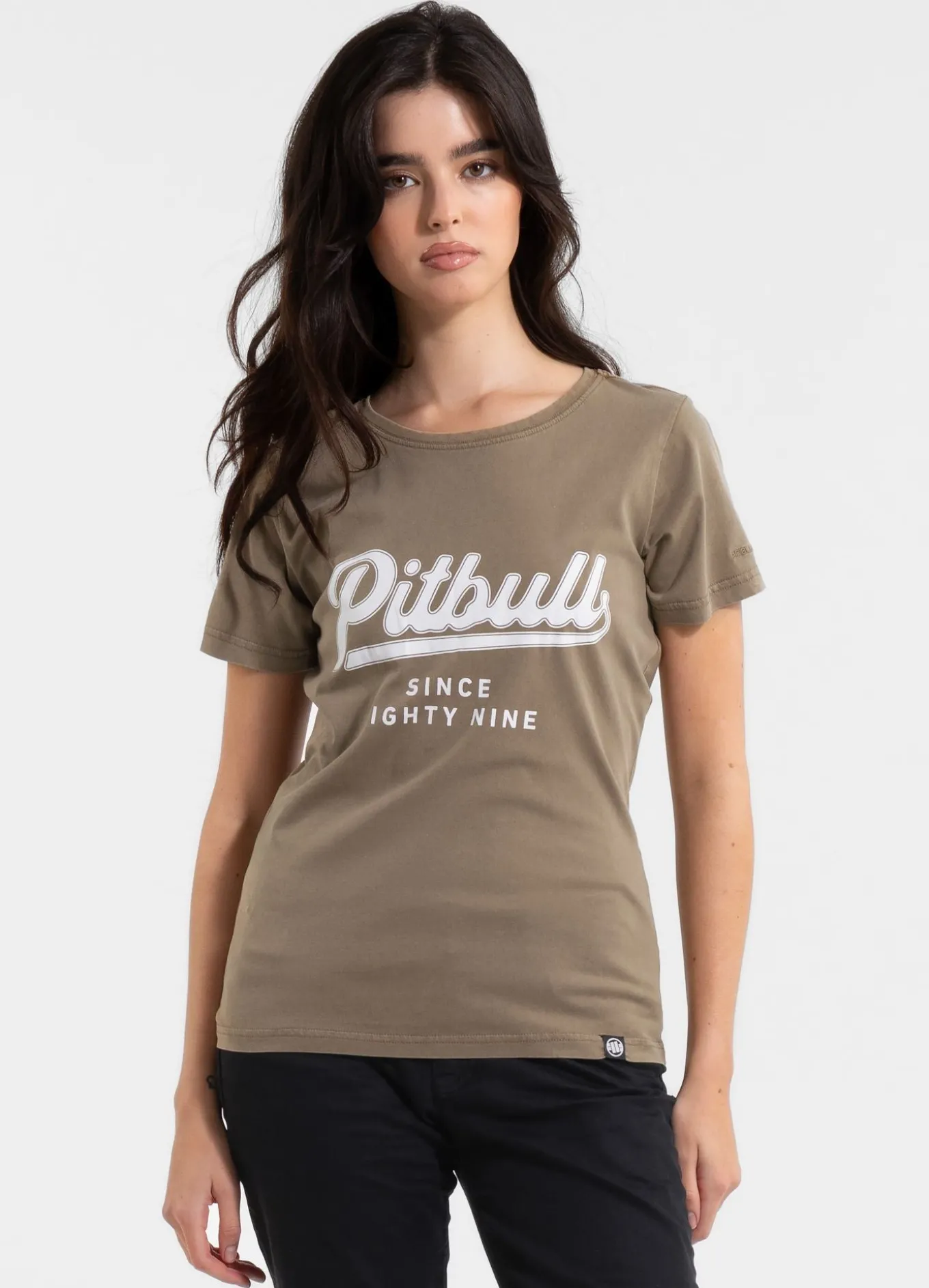 Women's T-Shirt Denim Washed ANGEL LOGO - Coyote brown