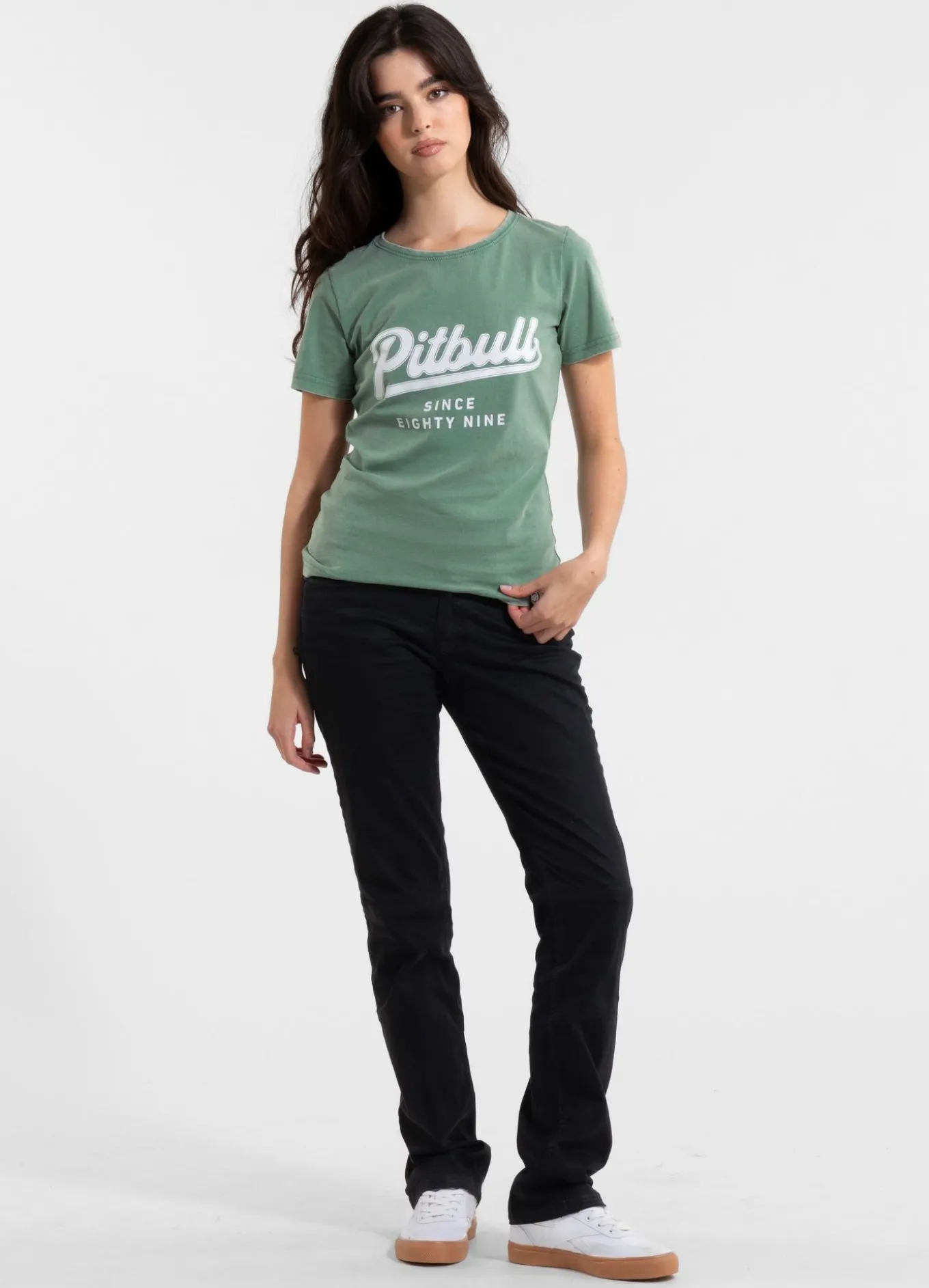 Women's T-Shirt Denim Washed ANGEL LOGO - Green