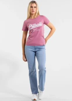 Women's T-Shirt Denim Washed ANGEL LOGO - Pink