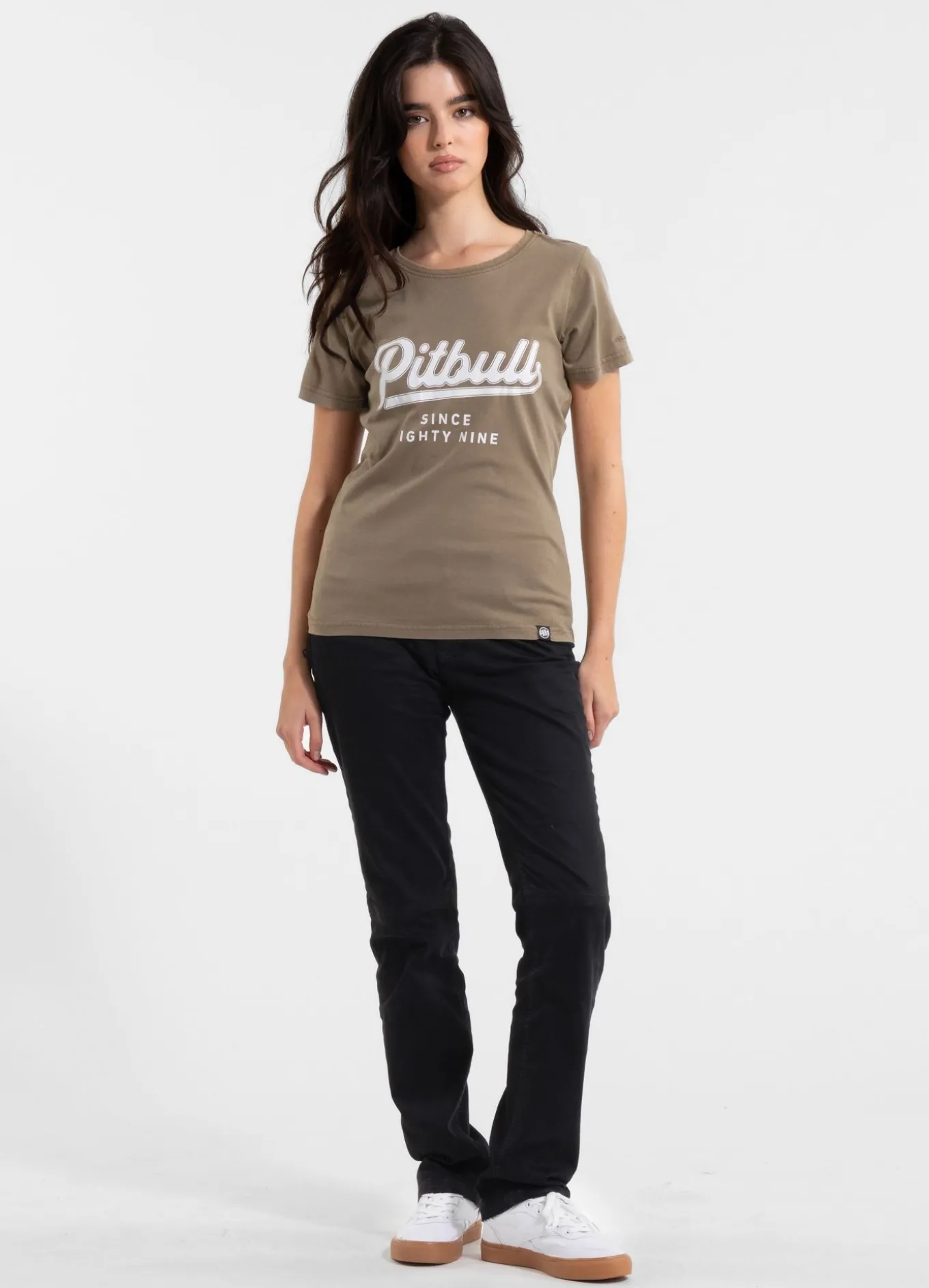 Women's T-Shirt Denim Washed ANGEL LOGO - Coyote brown