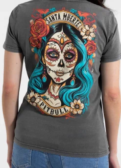 Women's T-Shirt Denim Washed SANTA MUERTE 25 - Graphite