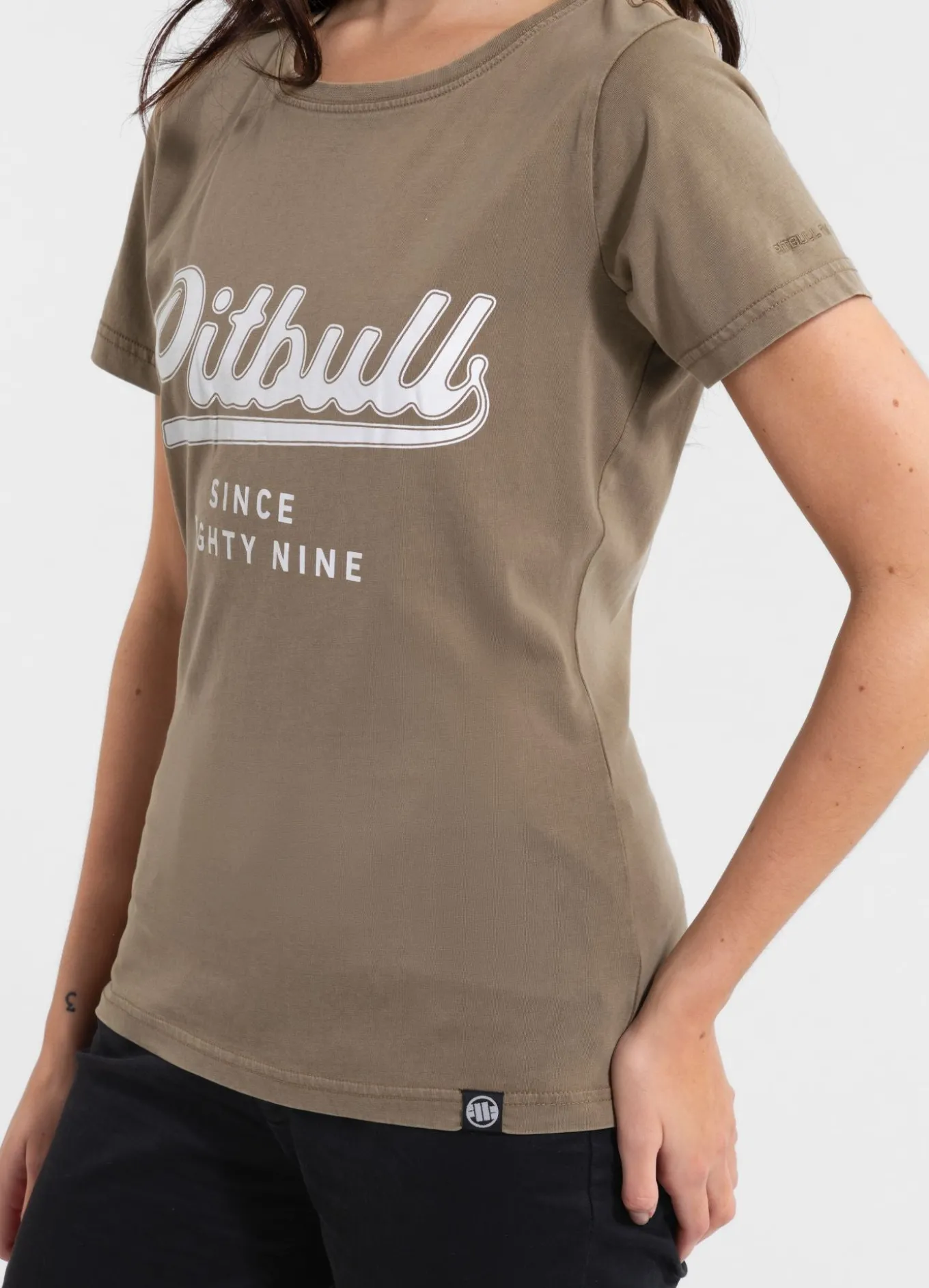 Women's T-Shirt Denim Washed ANGEL LOGO - Coyote brown