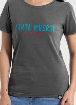 Women's T-Shirt Denim Washed SANTA MUERTE 25 - Graphite