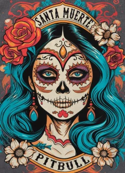Women's T-Shirt Denim Washed SANTA MUERTE 25 - Graphite