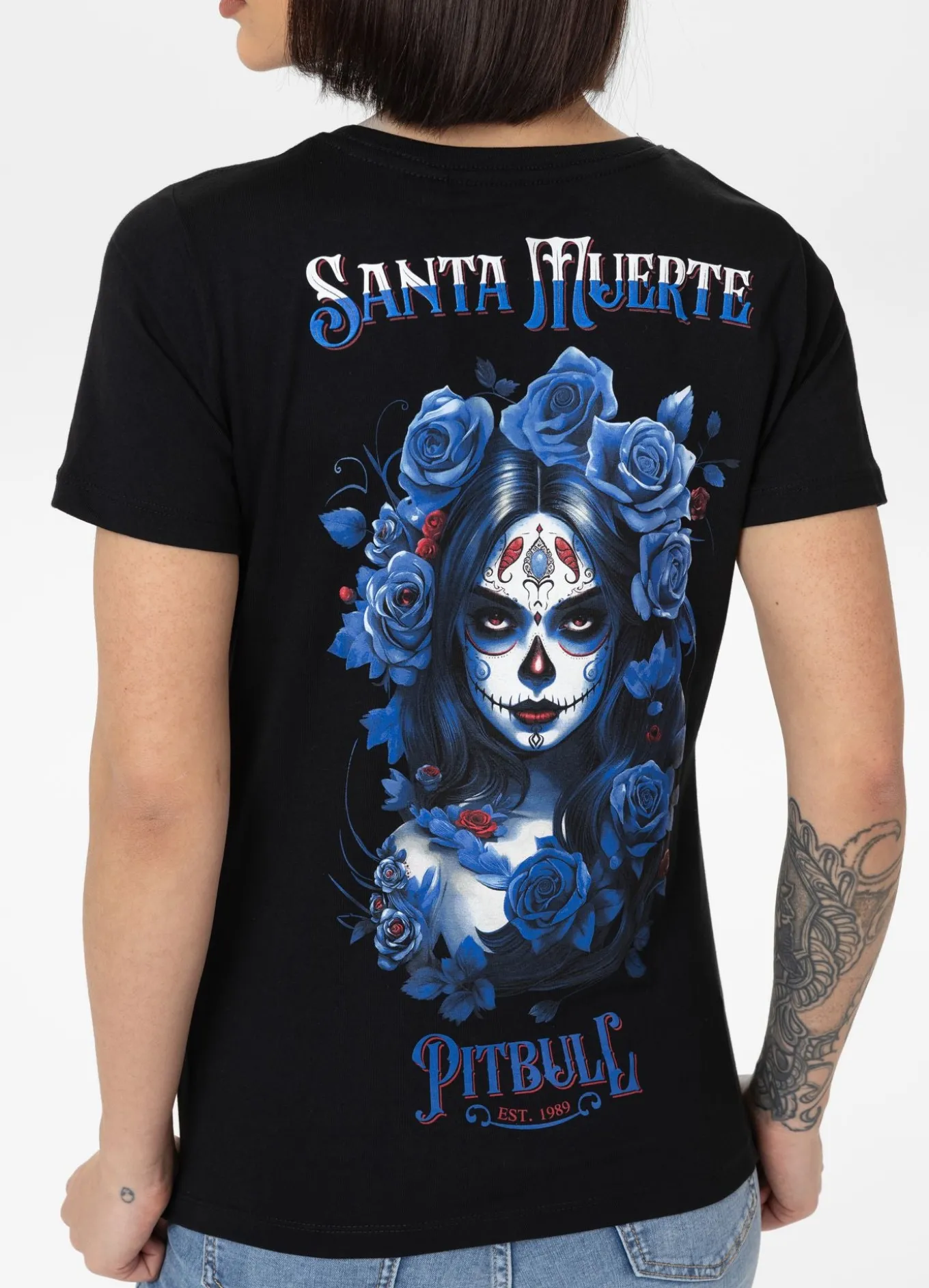 Women's T-Shirt SANTA MUERTE BLUE - Black