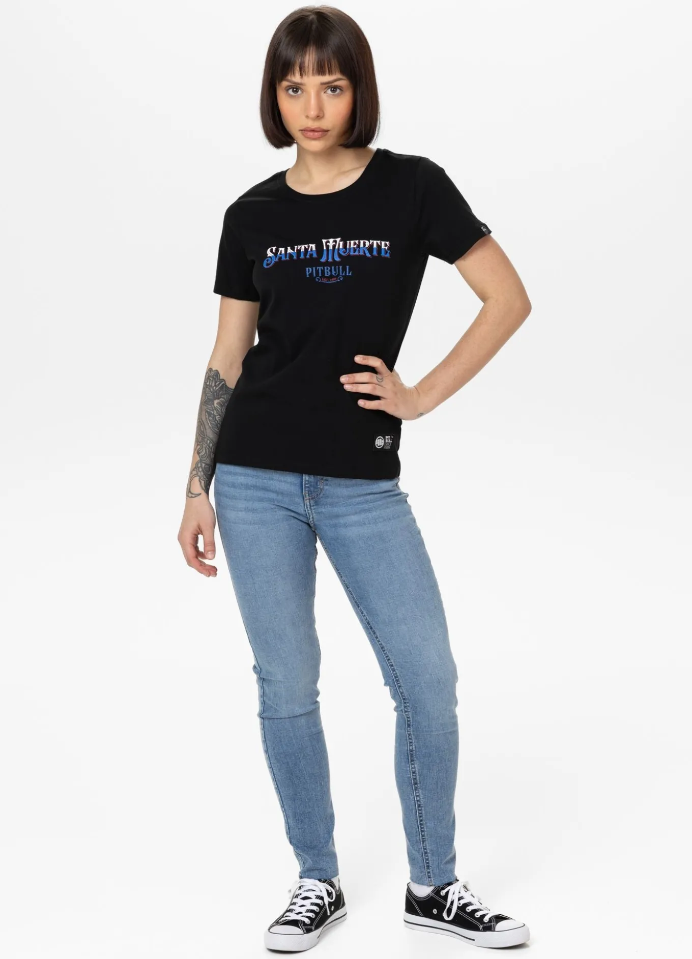 Women's T-Shirt SANTA MUERTE BLUE - Black