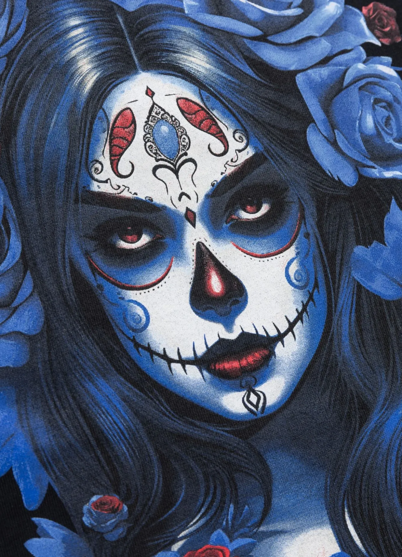 Women's T-Shirt SANTA MUERTE BLUE - Black