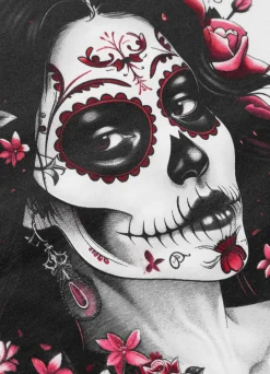 Women's T-Shirt SANTA MUERTE ROSE - White