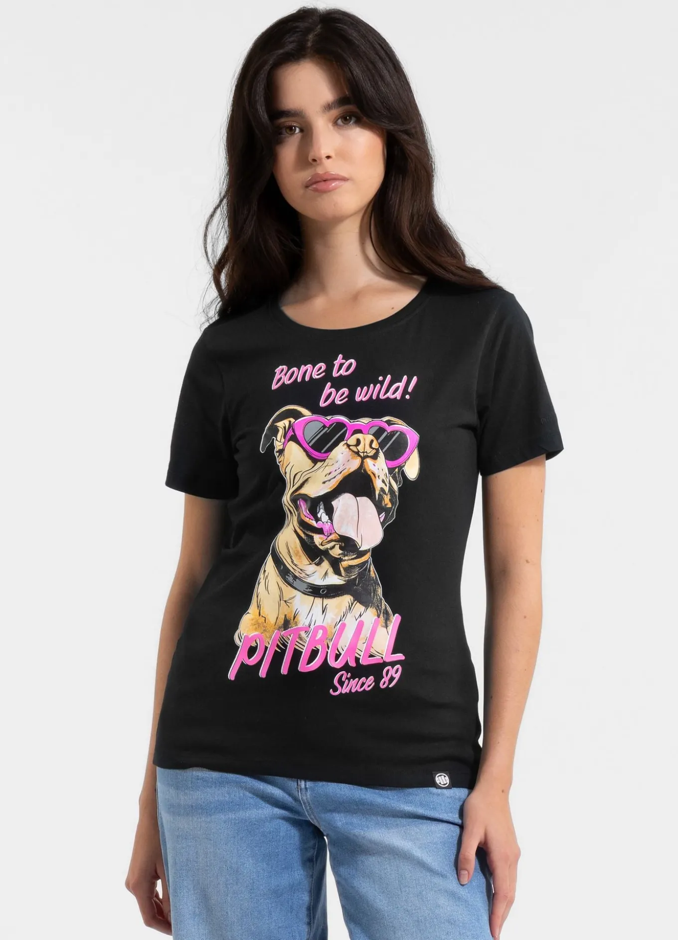Women's T-Shirt SUNGLASSES DOG - Black