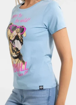 Women's T-Shirt SUNGLASSES DOG - Light blue
