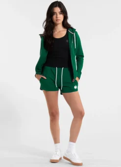 Women's zip-up hoodie French Terry LA DETA - Dark green