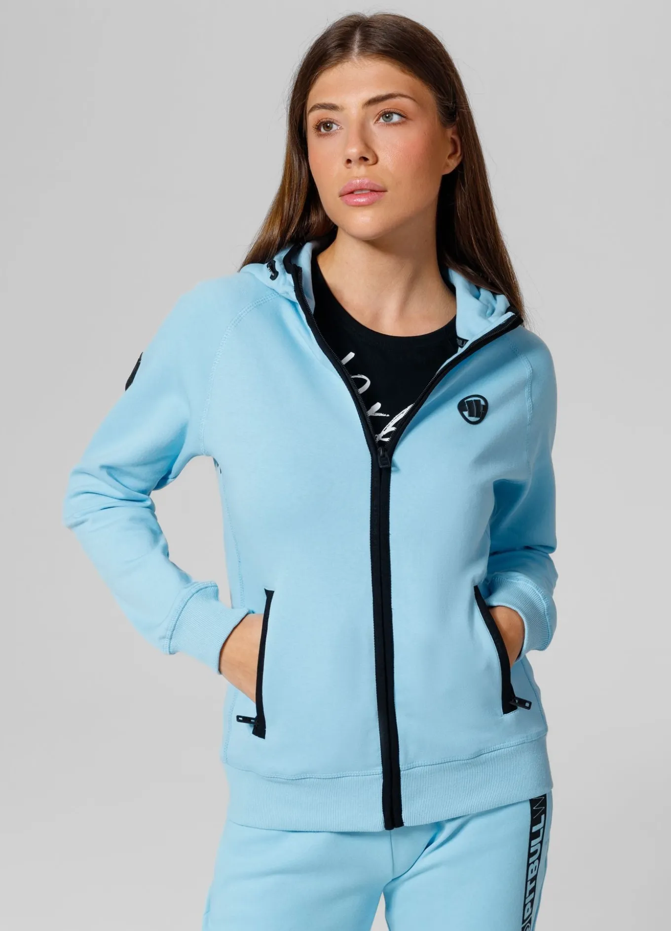 Women's zip-up hoodie Fuchsia - Baby blue