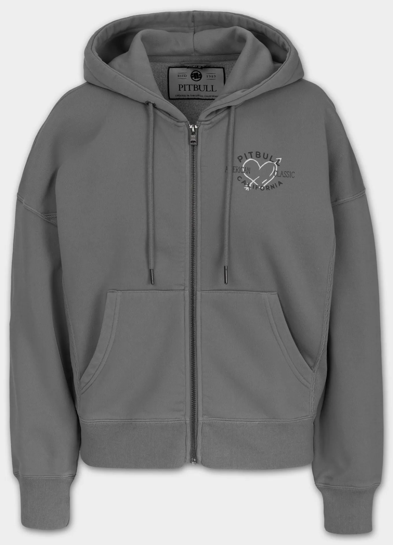 Women's zip-up hoodie Washed MANZANITA HEART - Gray