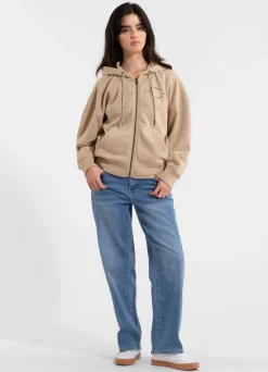 Women's zip-up hoodie Washed MANZANITA HEART - Sand