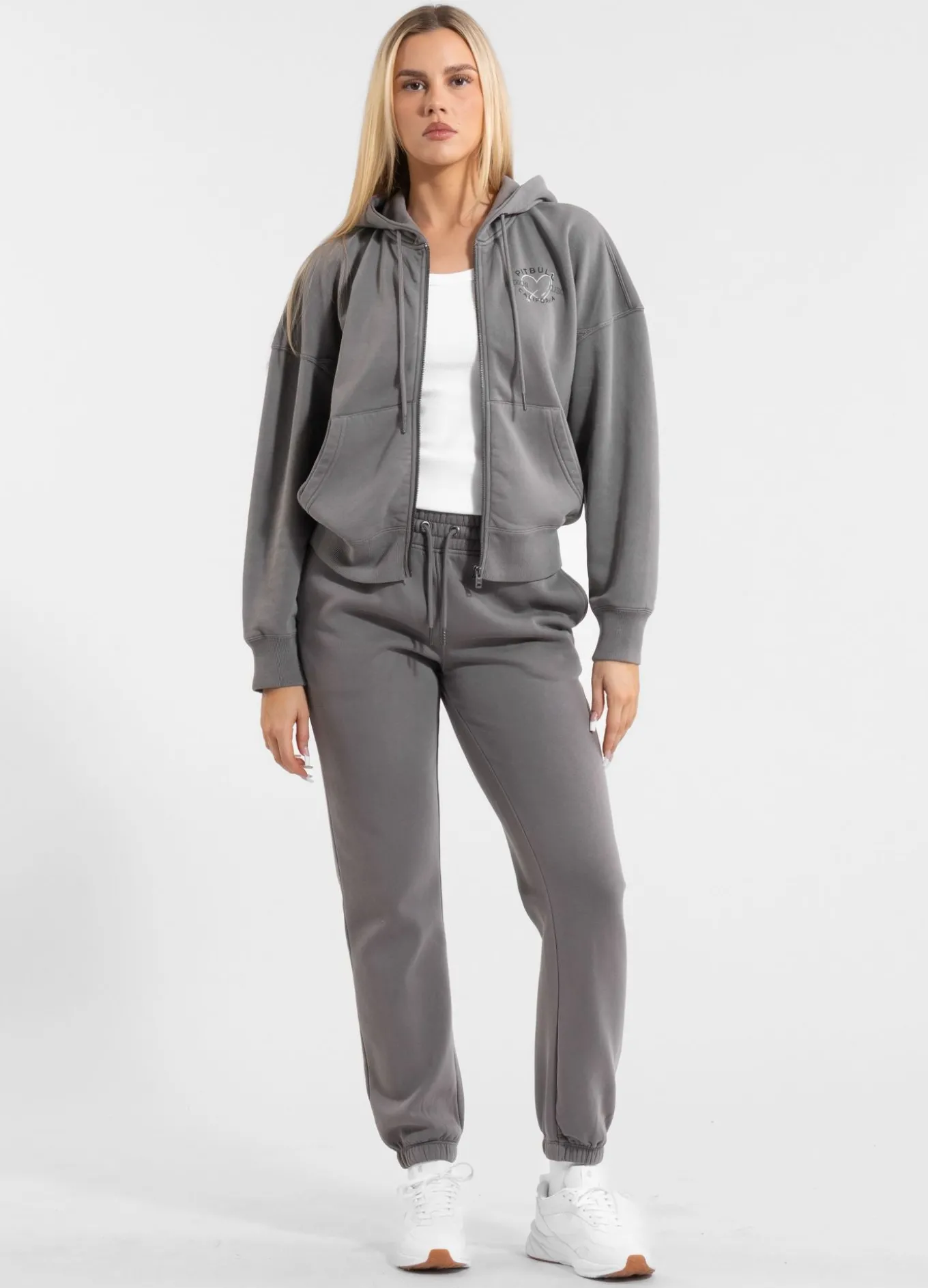 Women's zip-up hoodie Washed MANZANITA HEART - Gray